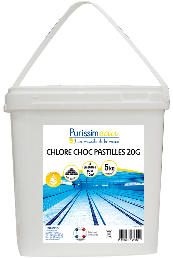 CHLORE CHOC PASTILLE 5KG - Chlore choc de piscine